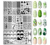 arriettycraft Kit de plaques de stamping pour la Saint-Patrick - Motif trèfle arc-en-ciel - Pointes irlandaises porte-bonheur - Pour nail art - Pour manucure - Cadeau de conception de salon de