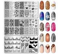 arriettycraft Lot de 3 plaques de stamping à motif animal - Léopard, zèbre, peau de serpent et manucure française pour manucure sauvage et chic - Outils de nail art pour impression de salon de