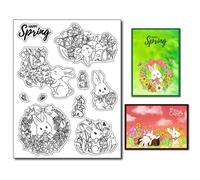 arriettycraft Tampon transparent en forme de lapin de Pâques pour scrapbooking, couronne de Pâques, tulipe en caoutchouc pour la fabrication de cartes de Pâques, journal, album photo, journal