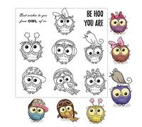 arriettycraft Tampons transparents en forme de hibou mignon pour la fabrication de cartes et journal intime, tampons en caoutchouc pour travaux manuels, scrapbooking, meilleurs vœux en silicone pour