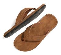 ARRIGO BELLO Tongs Homme Tongue Claquette Sandales Été Cuir Confortable Piscine Plage Antidérapant Tong Taille 41-46 (C Brun Cair, Taille 41)