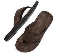 ARRIGO BELLO Tongs Homme Tongue Claquette Sandales Été Cuir Confortable Piscine Plage Antidérapant Tong Taille 41-46 (C Brun Foncé, Taille 43)