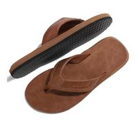ARRIGO BELLO Tongs Homme Tongue Claquette Sandales Été Cuir Confortable Piscine Plage Antidérapant Tong Taille 41-46 (D Brun Cair, Taille 43)