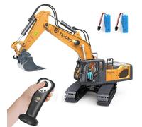 ARRIS Excavatrice RC à l'échelle 1:20, mini modèles de construction RC avec 2 batteries rechargeables, lumière et son, 11 canaux 2,4 GHz télécommande RC jouet cadeaux