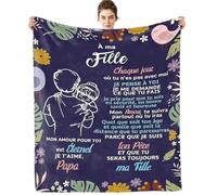 ARRITS Plaid Personnalisée Cadeau à Ma Fille de la Part de Papa, Cadeaux Couverture d'anniversaire pour à Ma Fille, à Ma Fille Cadeau de Mariage Cadeaux de Graduation de Noël, Cadeau 18 Ans Fille
