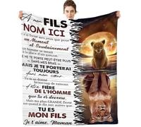 ARRITS Plaid Personnalisée Cadeau à Mon Fils de la Part de Maman, Cadeaux Couverture d'anniversaire pour à Mon Fils, Plaid en Flanelle à Mon Fils Cadeau de Mariage Cadeaux de Graduation de Noël