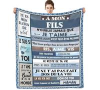 ARRITS Plaid Personnalisée Cadeau à Mon Fils de la Part de Maman, Cadeaux Couverture d'anniversaire pour à Mon Fils, Plaid en Flanelle à Mon Fils Cadeau de Mariage Cadeaux de Graduation de Noël
