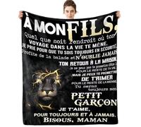 ARRITS Plaid Personnalisée Cadeau à Mon Fils de la Part de Maman, Cadeaux Couverture d'anniversaire pour à Mon Fils, Plaid en Flanelle à Mon Fils Cadeau de Mariage Cadeaux de Graduation de Noël
