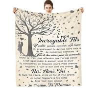 ARRITS Plaid Personnalisée Cadeau à Mon Fils de la Part de Maman, Cadeaux Couverture d'anniversaire pour à Mon Fils, Plaid en Flanelle à Mon Fils Cadeau de Mariage Cadeaux de Graduation de Noël