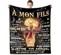 ARRITS Plaid Personnalisée Cadeau à Mon Fils de la Part de Maman, Cadeaux Couverture d'anniversaire pour à Mon Fils, Plaid en Flanelle à Mon Fils Cadeau de Mariage Cadeaux de Graduation de Noël