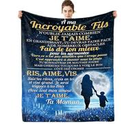 ARRITS Plaid Personnalisée Cadeau à Mon Fils de la Part de Maman, Cadeaux Couverture d'anniversaire pour à Mon Fils, Plaid en Flanelle à Mon Fils Cadeau de Mariage Cadeaux de Graduation de Noël