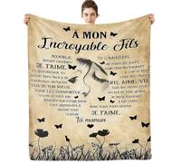 ARRITS Plaid Personnalisée Cadeau à Mon Fils de la Part de Maman, Cadeaux Couverture d'anniversaire pour à Mon Fils, Plaid en Flanelle à Mon Fils Cadeau de Mariage Cadeaux de Graduation de Noël