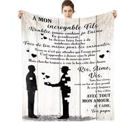 ARRITS Plaid Personnalisée Cadeau à Mon Fils de la Part de Papa, Cadeaux Couverture d'anniversaire pour à Mon Fils, à Mon Fils Cadeau de Mariage Cadeaux de Graduation de Noël, Cadeau 18 Ans Fils