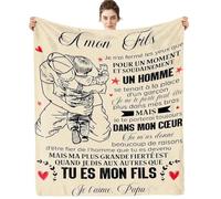 ARRITS Plaid Personnalisée Cadeau à Mon Fils de la Part de Papa, Cadeaux Couverture d'anniversaire pour à Mon Fils, à Mon Fils Cadeau de Mariage Cadeaux de Graduation de Noël, Cadeau 18 Ans Fils