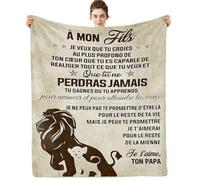 ARRITS Plaid Personnalisée Cadeau à Mon Fils de la Part de Papa, Cadeaux Couverture d'anniversaire pour à Mon Fils, à Mon Fils Cadeau de Mariage Cadeaux de Graduation de Noël, Cadeau 18 Ans Fils
