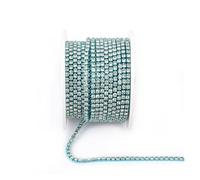 Arrival Colorful Rhinestone Chains Dense Fancy Chain Apparel Sewing Glass Cup With base(Blue Base-Crystal,SS6(2mm)-10yards)