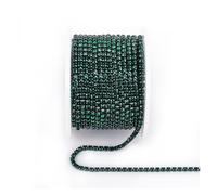 Arrival Colorful Rhinestone Chains Dense Fancy Chain Apparel Sewing Glass Cup With base(Emerald,SS8(2.5mm)-10yards)