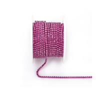 Arrival Colorful Rhinestone Chains Dense Fancy Chain Apparel Sewing Glass Cup With base(Fuchsia,SS6(2mm)-5yards)