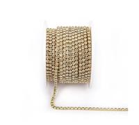 Arrival Colorful Rhinestone Chains Dense Fancy Chain Apparel Sewing Glass Cup With base(Jonquil,SS8(2.5mm)-10yards)