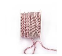 Arrival Colorful Rhinestone Chains Dense Fancy Chain Apparel Sewing Glass Cup With base(Pink Base-Crystal,SS12(3mm)-5yards)