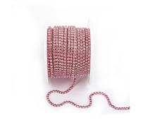 Arrival Colorful Rhinestone Chains Dense Fancy Chain Apparel Sewing Glass Cup With base(Pink,SS8(2.5mm)-5yards)