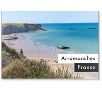 Arromanches France - Vue de la plage du débarquement depuis les falaises - Aimant de réfrigérateur
