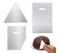 ARROMI Lot de 3 grattoirs à gâteau, grattoirs à gâteau en acier inoxydable, lisseur à gâteau, grattoir à pâte, accessoires pour pâtisserie, décoration de gâteau
