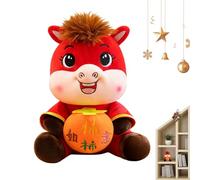 Arroopu Cheval en Peluche - Cheval du Nouvel an Lunaire en Peluche - Mascotte Cartoon Dieu De La Richesse 2026 pour Décor Table De Chevet Nursery Fête Canapé Cadeau