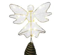Arroopu Cimier de sapin de Noël - Ange doré à LED - Figurines décoratives pour intérieur salon, chambre à coucher, porche, terrasse, jardin, cour, ferme, balcon