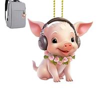 Arroopu Pendentif Voiture Acrylique 2D,Ornement Swing Swine - Décoratif Suspension Clé Voiture Miroir Sac Maison