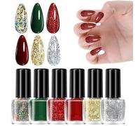 Arroopu Vernis À Ongles De Noël | Fournitures De Beauté Séchage Rapide 6 Couleurs - Set De Vernis À Ongles De Fête,Pour Festival Manucure Salon Maison Voyage Mariage Bridal Spa Fête Été Vacances