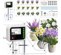 Arrosage Automatique Interieur, Arrosage Goutte à Goutte Automatique pour 15 Plantes en Pot, Minuterie d'aArrosage Programmable avec Écran LCD, USB-C Rechargeable avec 15 Goutteurs