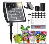 Arrosage Goutte à Goutte Solaire 2025, Kit Arrosage Automatique Solaire Interieur Exterieur à Programmateur et 15m Tuyau D'arrosage, Système D'irrigation pour Jardin Potager Balcon Plante Vacances