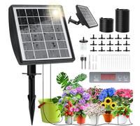 Arrosage Goutte à Goutte Solaire 2025, Kit Arrosage Automatique Solaire Interieur Exterieur à Programmateur et 15m Tuyau D'arrosage, Système D'irrigation pour Jardin Potager Balcon Plante Vacances