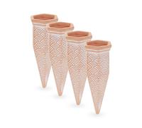 Relaxdays Arrosage en Terre Cuite, Lot de 4, Bouteilles Pet 1,5 L, intérieur (Chambre) et extérieur (Balcon), Marron