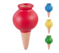 Relaxdays Arrosage en Terre Cuite, Lot de 4, pour Plantes, 80 ML chacun, cône d’arrosage, Multicolore