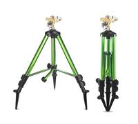 Arroseur à impact robuste sur base trépied avec buse en laiton en alliage de zinc connecteur 1,9 cm 360 degrés grande surface d'arrosage avec pieds d'extension et verrous à rabat pour pelouse