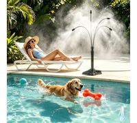 Arroseur Brumisateur sur Pied 65 cm, Brumisateurs Debout Hauteur Réglable Système de Brumisation Spray Rafraîchissant Brumisateur Portable pour Terrasse Jardin Piscine Barbecue Fête
