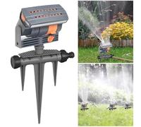 Arroseur carré 16 trous, surface d'irrigation de 90 m², arroseur de pelouse, arroseur rotatif automatique à 360°, pression d'eau réglable pour jardin, pelouse et parterres, support fixe (avec