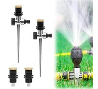 Arroseur de gazon - 4 arroseurs circulaires avec 2 pointes métalliques robustes - Pulvérisateur d'arrosage réglable de 30 ° à 360 ° pour jardin, terrasse et pelouse, distribution uniforme de l'eau