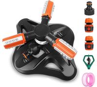 Arroseur De Jardin,3 Bras Rotation Automatique à 360° Ajustable Arroseurs d'eau De Jardin Système D'irrigation De Pelouse pour Jardin Parc Cour-avec Connecteurs Rapides & Tête D'arrosage
