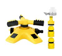Arroseur de Jardin Rotatif Automatique Tuyau 5 Mètres et Raccords | Régulateur de Pression Intégré, Plastique Jaune Moderne, pour Balcons, Haies et Irrigation Agricole