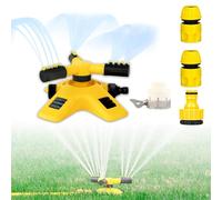 Arroseur de pelouse avec raccord de tuyau à clic universel, angle réglable automatiquement, 3 bras, arroseur de jardin rotatif à 360 ° pour arroser les plantes de jardin (1/2'', 4 pièces)