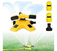 Arroseur de pelouse avec raccord de tuyau à clic universel, angle réglable automatiquement, 3 bras, arroseur de jardin rotatif à 360 ° pour arroser les plantes de jardin (3/4 ''), 3 prises