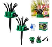 Arroseur de pelouse multidirectionnel à 360°, arroseur d'eau précision multidirectionnel 360°, Buses réglables pulvérisation Flexibles, Refroidissement Multi-Bras Rotatif for d'herbe(2pcs)