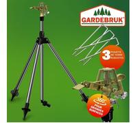GARDEBRUK® Arroseur Automatique impulsions télescopique Irrigation Max. 24m 360° Embout pulvérisation Sprinkler trépied système Irrigation Jardin