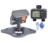 Arroseur Oscillant À 16 Buses avec Minuterie D'arrosage À Double Zone, Mini Arroseur d'eau Oscillant Turbo, Irrigation Automatique Robuste De Jardin De Pelouse