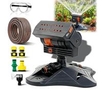 Arroseur oscillant à 16 buses avec minuterie d'arrosage double zone, mini arroseurs d'eau oscillants turbo pour l'arrosage de pelouse, cour, jardin, large zone (B)