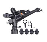 Arroseur réglable à impact rotatif à 360 degrés, système d'irrigation de jardin avec filetage femelle de 3,8 cm, pulvérisateur d'eau pour ferme, verger, pelouse, parc, herbe, terre, arrosage, 4 buses
