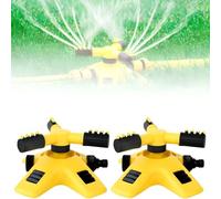 Arroseurs pour pelouse - Arroseur de jardin rotatif à 360° | Arroseur de jardin oscillant à 3 bras avec fixation de tuyau | Système d'arrosage automatique pour gazon (jaune, 2 pièces)